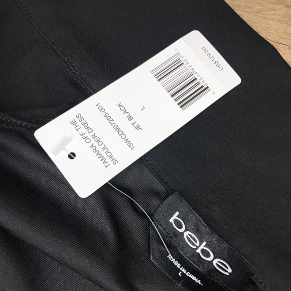 Bebe Tamara Off The Shoulder Dress Size L NWT - Picture 5 of 5